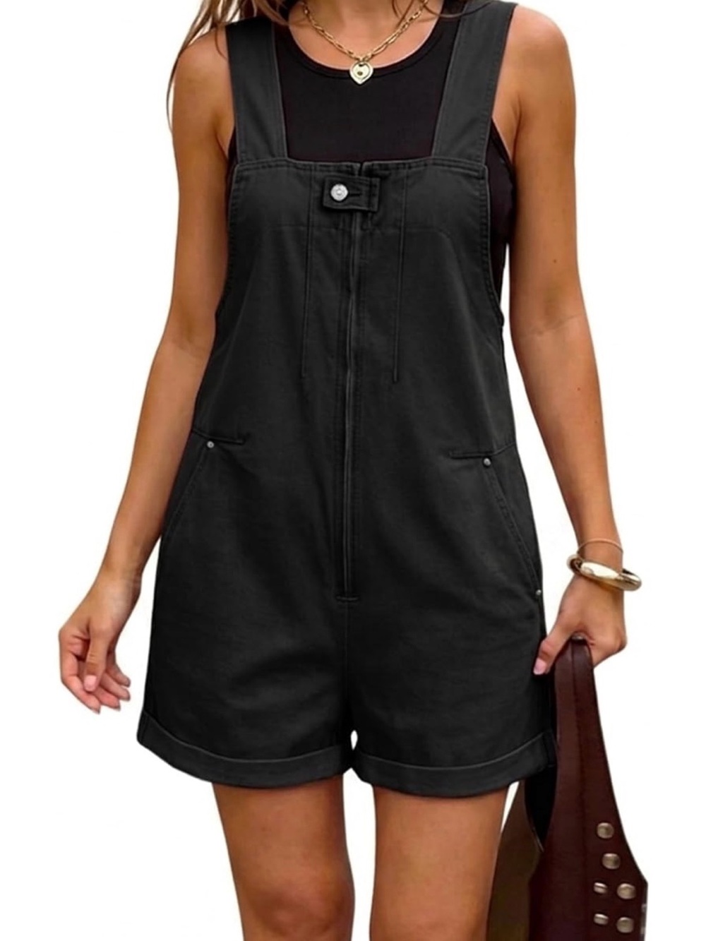 Denim Romper Overall Shorts